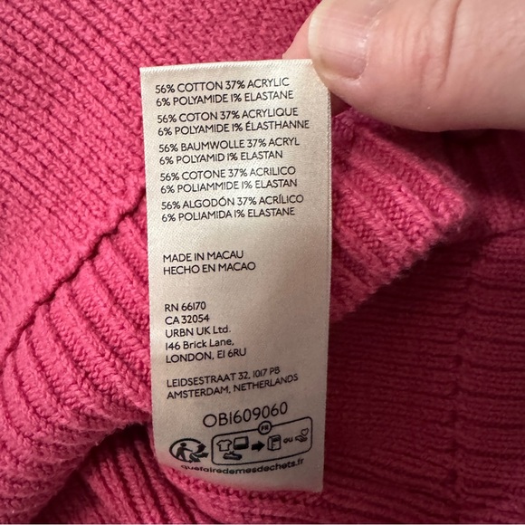 Free People XS Oversized Easy Street Sweater ~ Relaxed Crop Cropped Pink - Picture 8 of 8